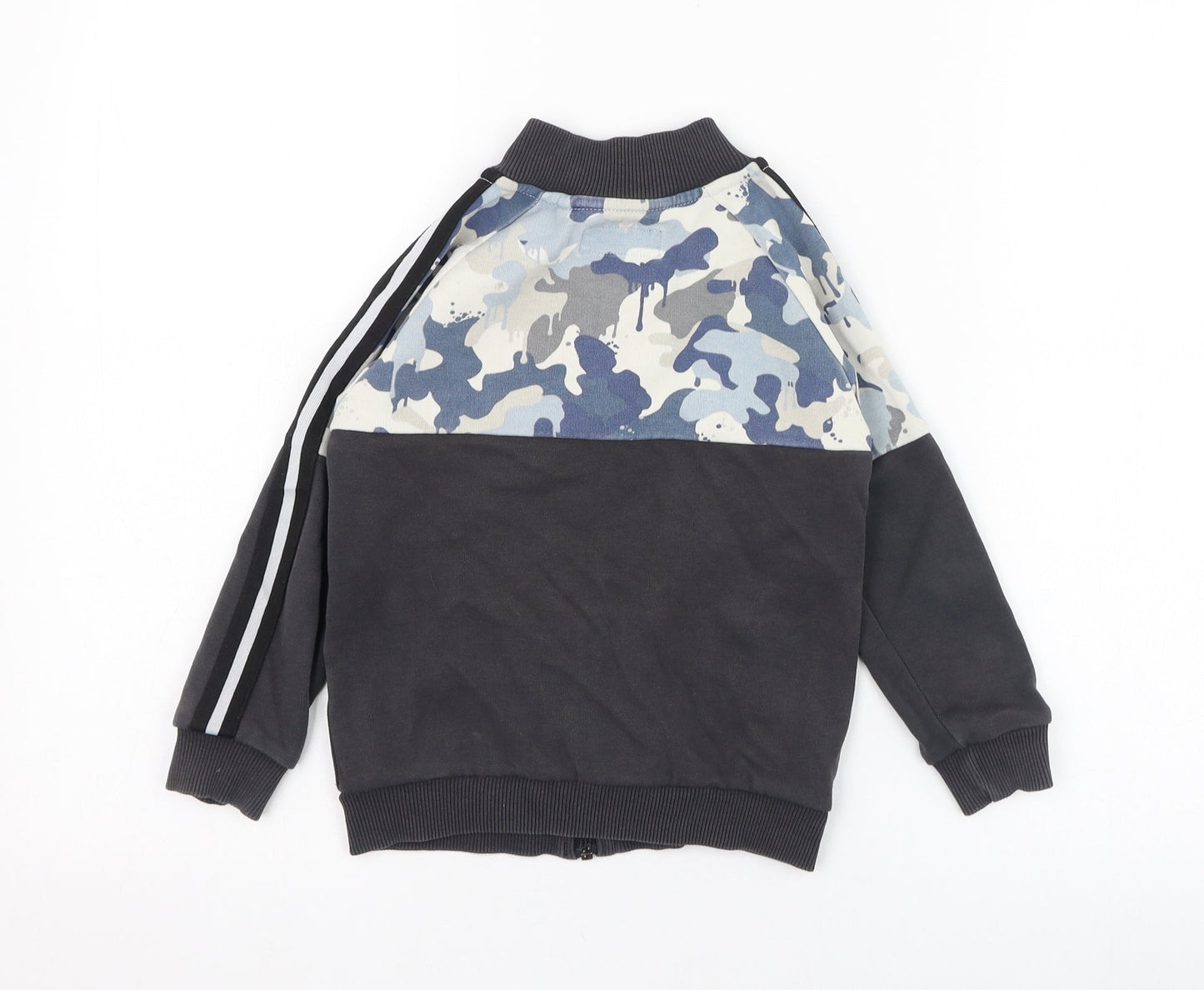 NEXT Boys Grey Camouflage Cotton Full Zip Sweatshirt Size 4 Years  Zip
