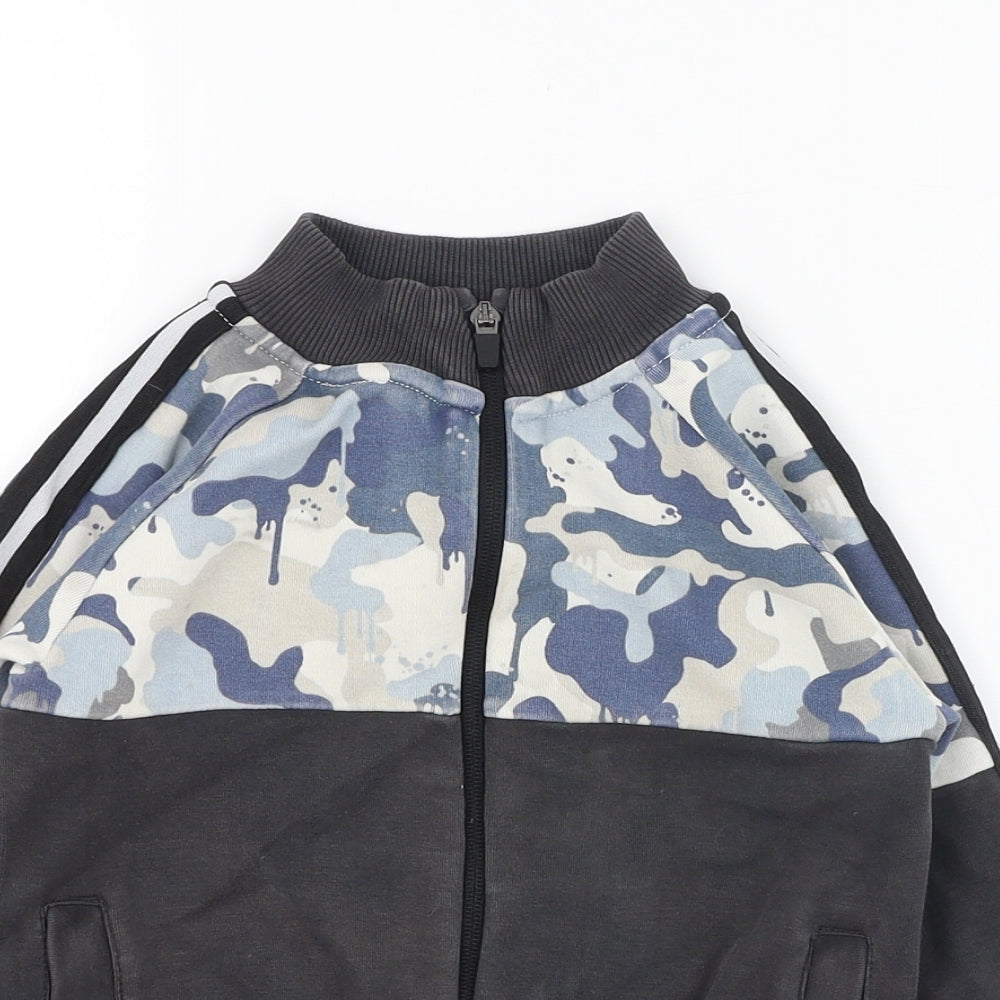 NEXT Boys Grey Camouflage Cotton Full Zip Sweatshirt Size 4 Years  Zip