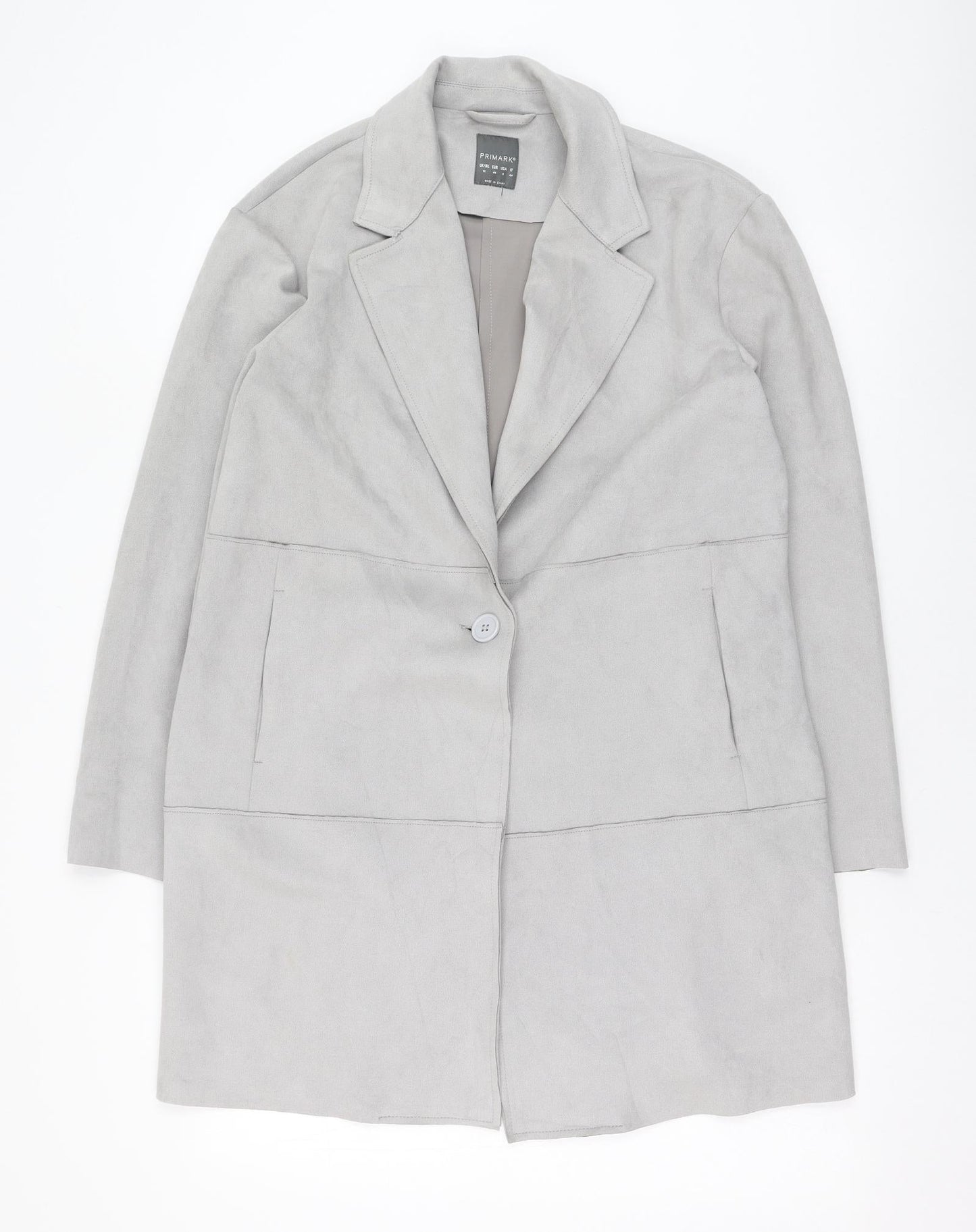 Primark Womens Grey   Overcoat Coat Size 12  Button