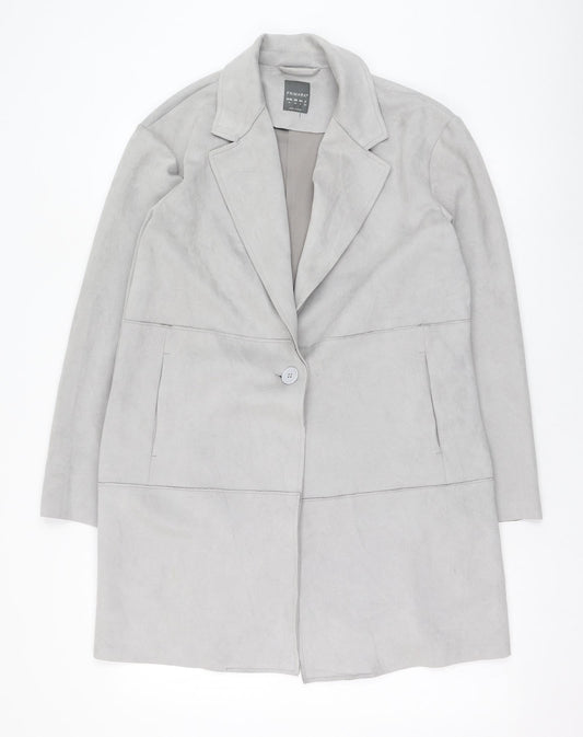 Primark Womens Grey   Overcoat Coat Size 12  Button