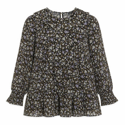 Primark Womens Black Floral Polyester Trapeze & Swing  Size 8  Round Neck Button - Smock