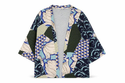 Front view of Next women’s multicoloured round neck geometric viscose cardigan jumper, size M
