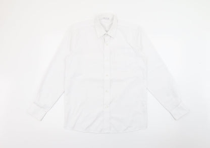 Additional front view of Banner boys’ white polyester basic button-up, size 13-14, years collared button