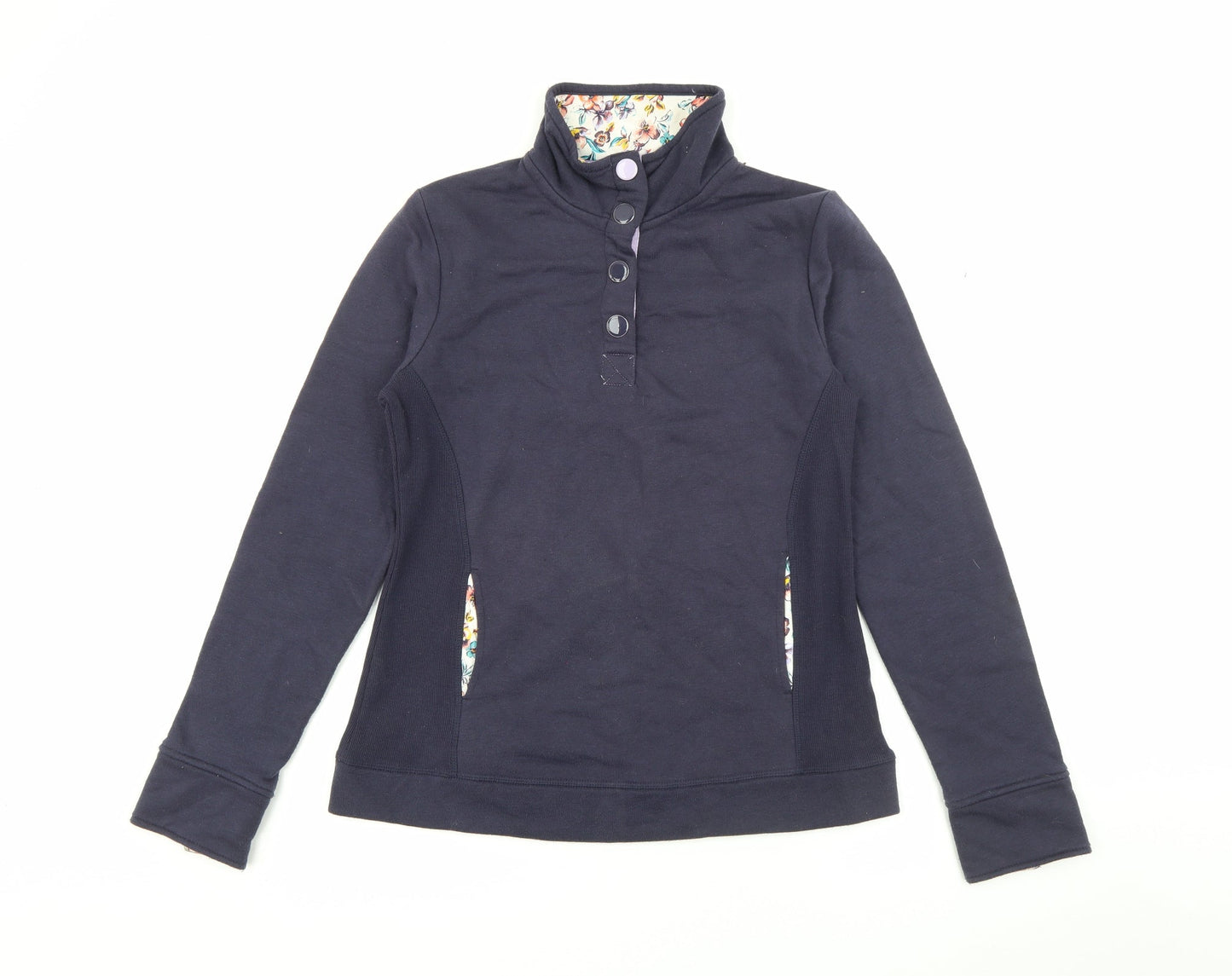 TU Womens Blue High Neck  Cotton Pullover Jumper Size 10