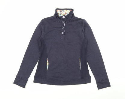 TU Womens Blue High Neck  Cotton Pullover Jumper Size 10