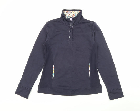 TU Womens Blue High Neck  Cotton Pullover Jumper Size 10