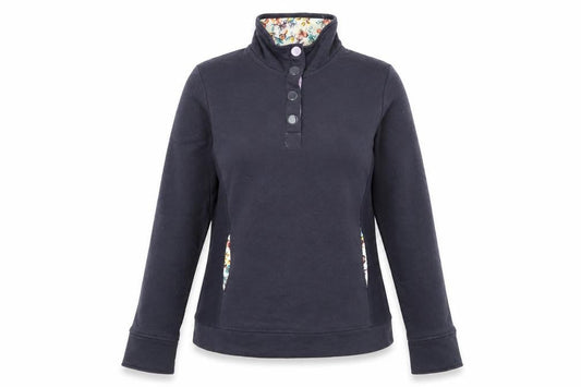 Front view of Tu women’s blue high neck cotton jumper, size UK 10