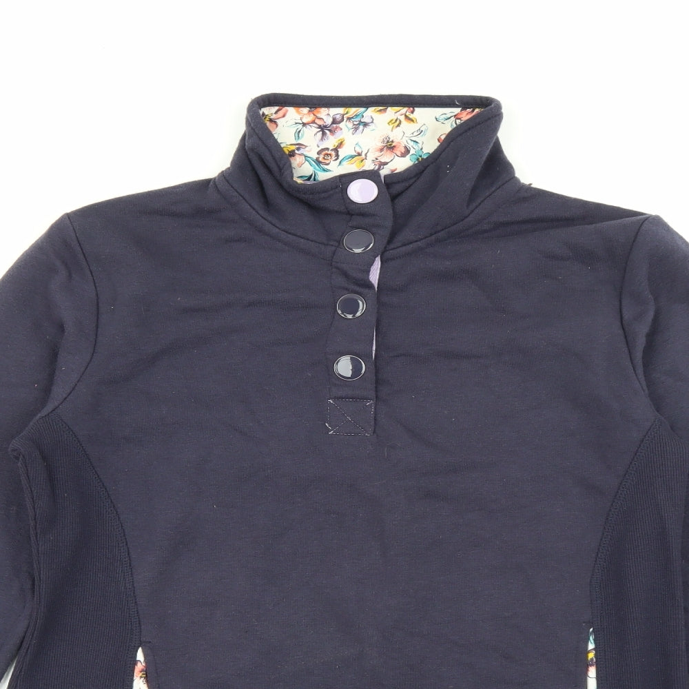 TU Womens Blue High Neck  Cotton Pullover Jumper Size 10