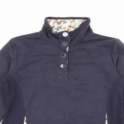 TU Womens Blue High Neck  Cotton Pullover Jumper Size 10