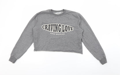 Womens UK Size XS Pull & Bear Grey Pullover Sweatshirt