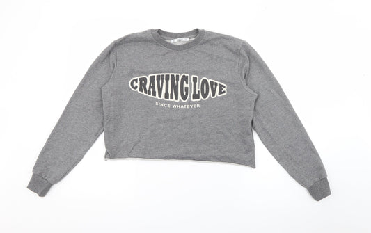 Womens UK Size XS Pull & Bear Grey Pullover Sweatshirt
