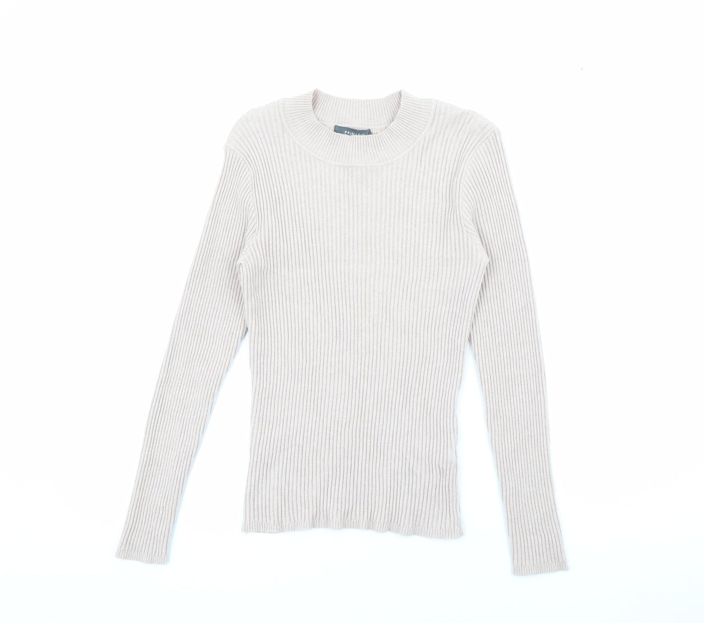 Primark Womens Beige High Neck  Viscose Pullover Jumper Size M