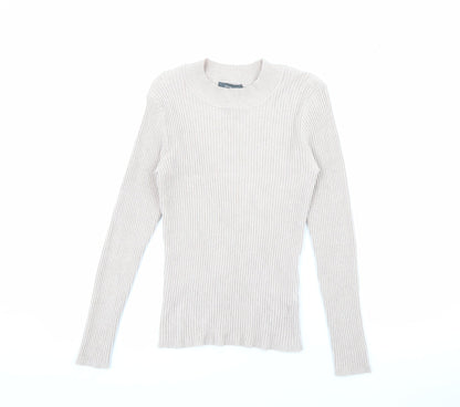 Primark Womens Beige High Neck  Viscose Pullover Jumper Size M