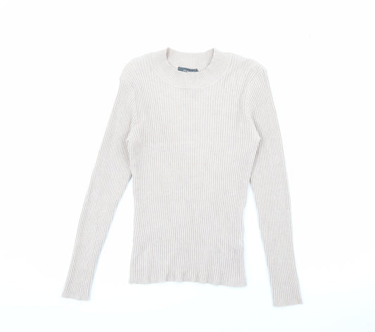 Primark Womens Beige High Neck  Viscose Pullover Jumper Size M