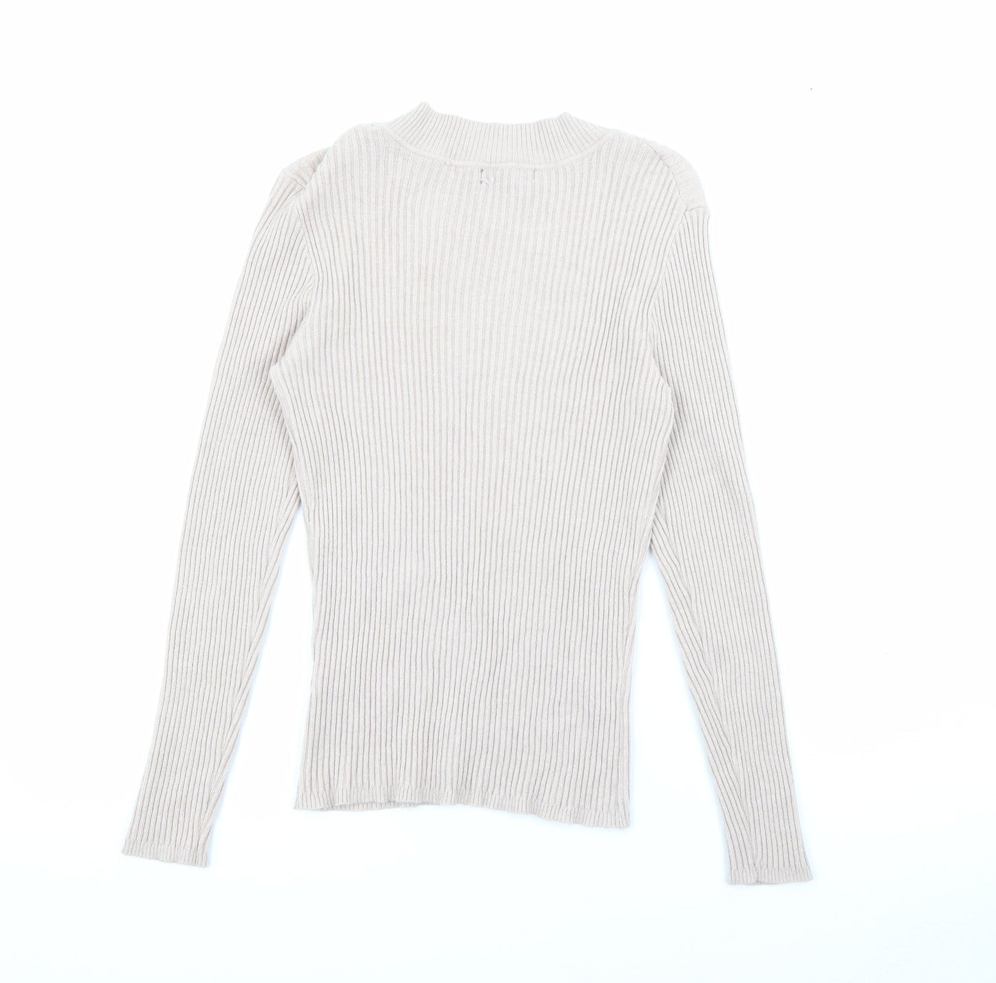 Primark Womens Beige High Neck  Viscose Pullover Jumper Size M