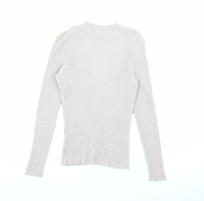 Primark Womens Beige High Neck  Viscose Pullover Jumper Size M