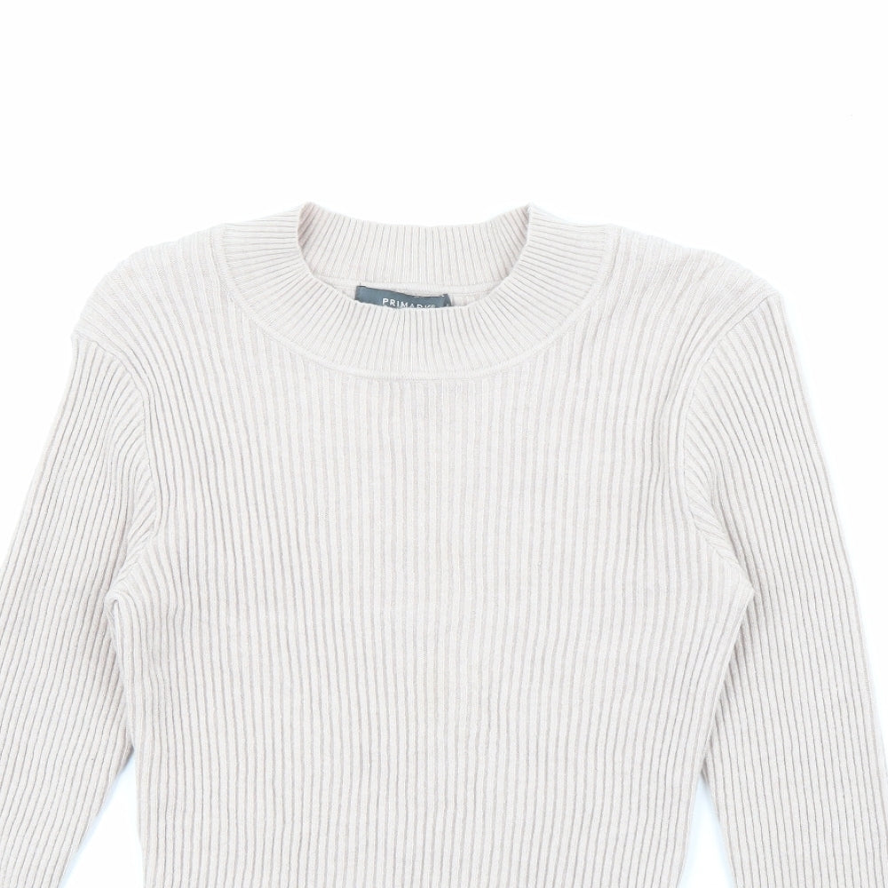 Primark Womens Beige High Neck  Viscose Pullover Jumper Size M