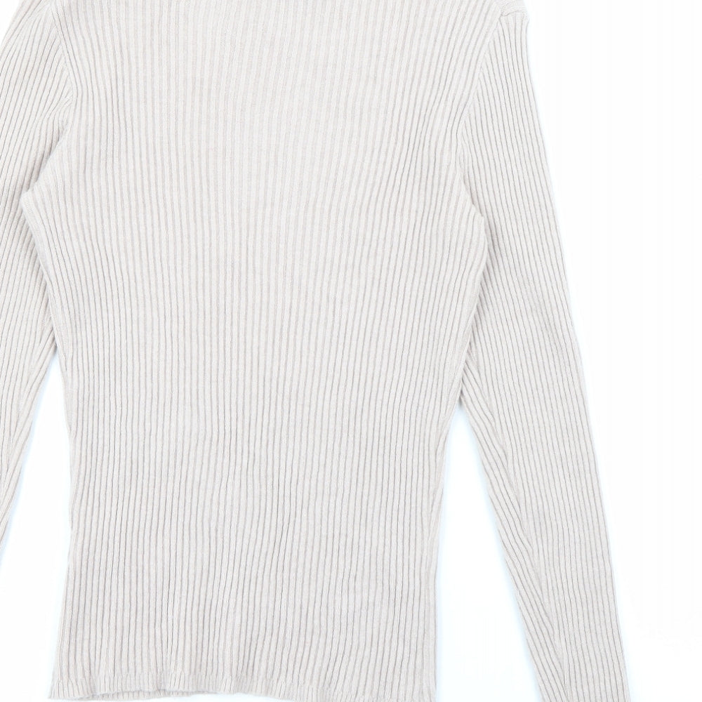 Primark Womens Beige High Neck  Viscose Pullover Jumper Size M