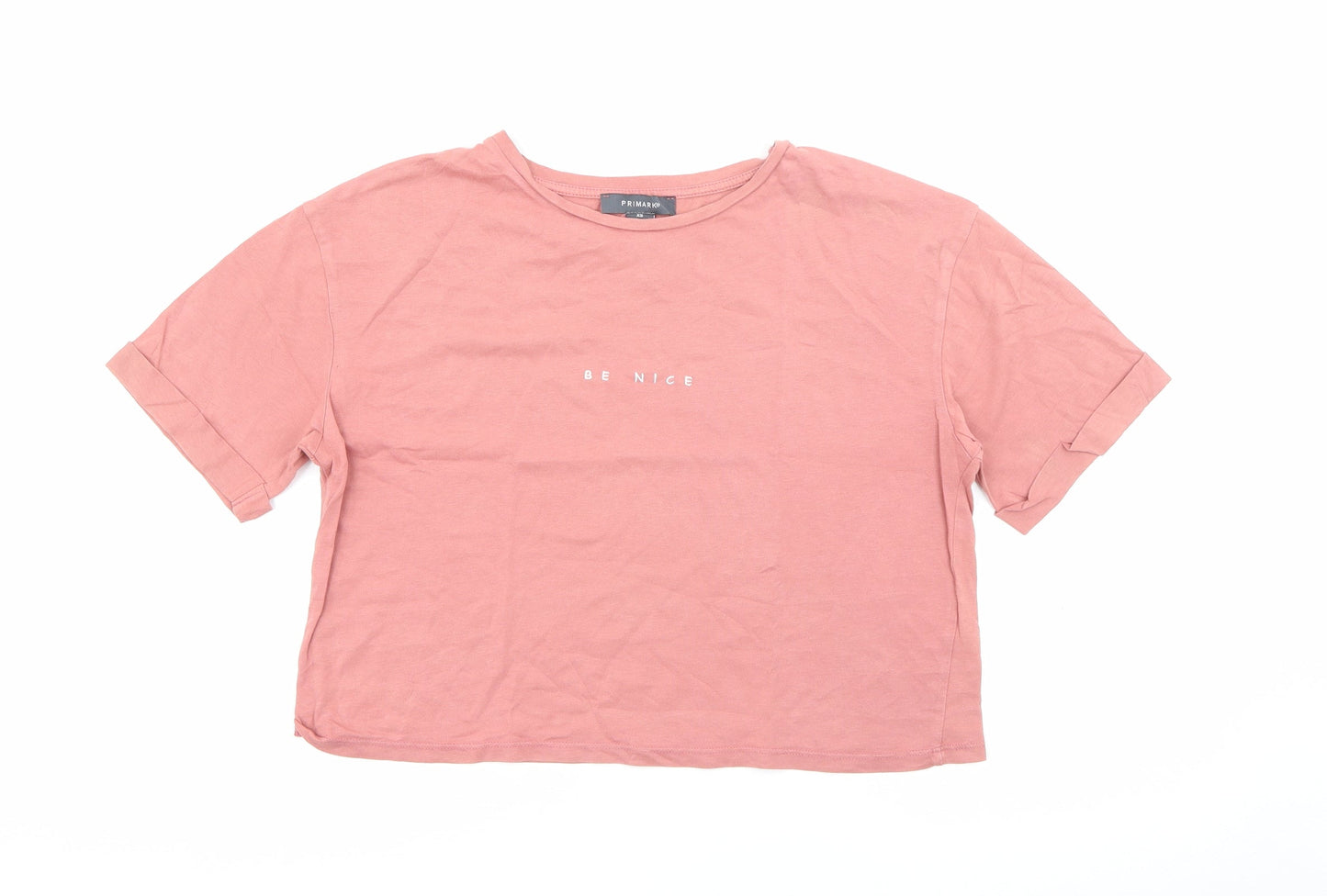 Primark Womens Pink Crew Neck  Cotton Tunic Jumper Size XS