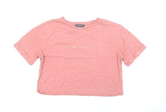 Primark Womens Pink Crew Neck  Cotton Tunic Jumper Size XS