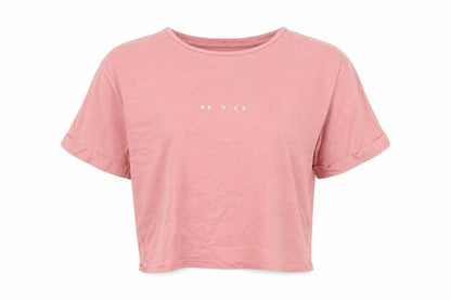 Front view of Primark women’s pink crew neck cotton tunic jumper, size XS