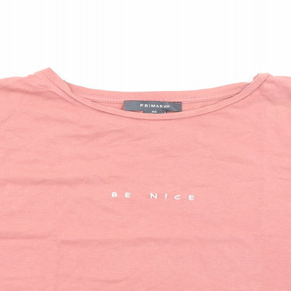 Primark Womens Pink Crew Neck  Cotton Tunic Jumper Size XS