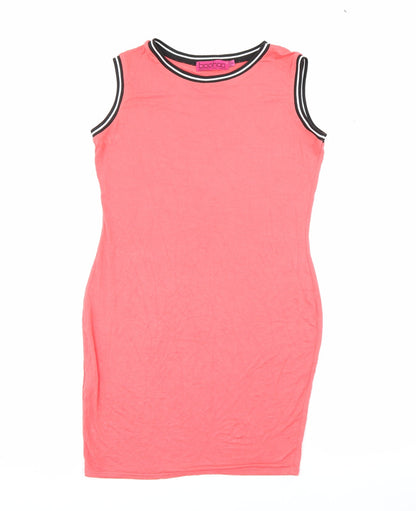 Boohoo Womens Pink  Viscose Bodycon  Size 12  Crew Neck