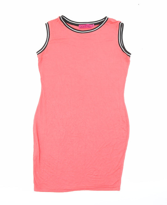 Boohoo Womens Pink  Viscose Bodycon  Size 12  Crew Neck