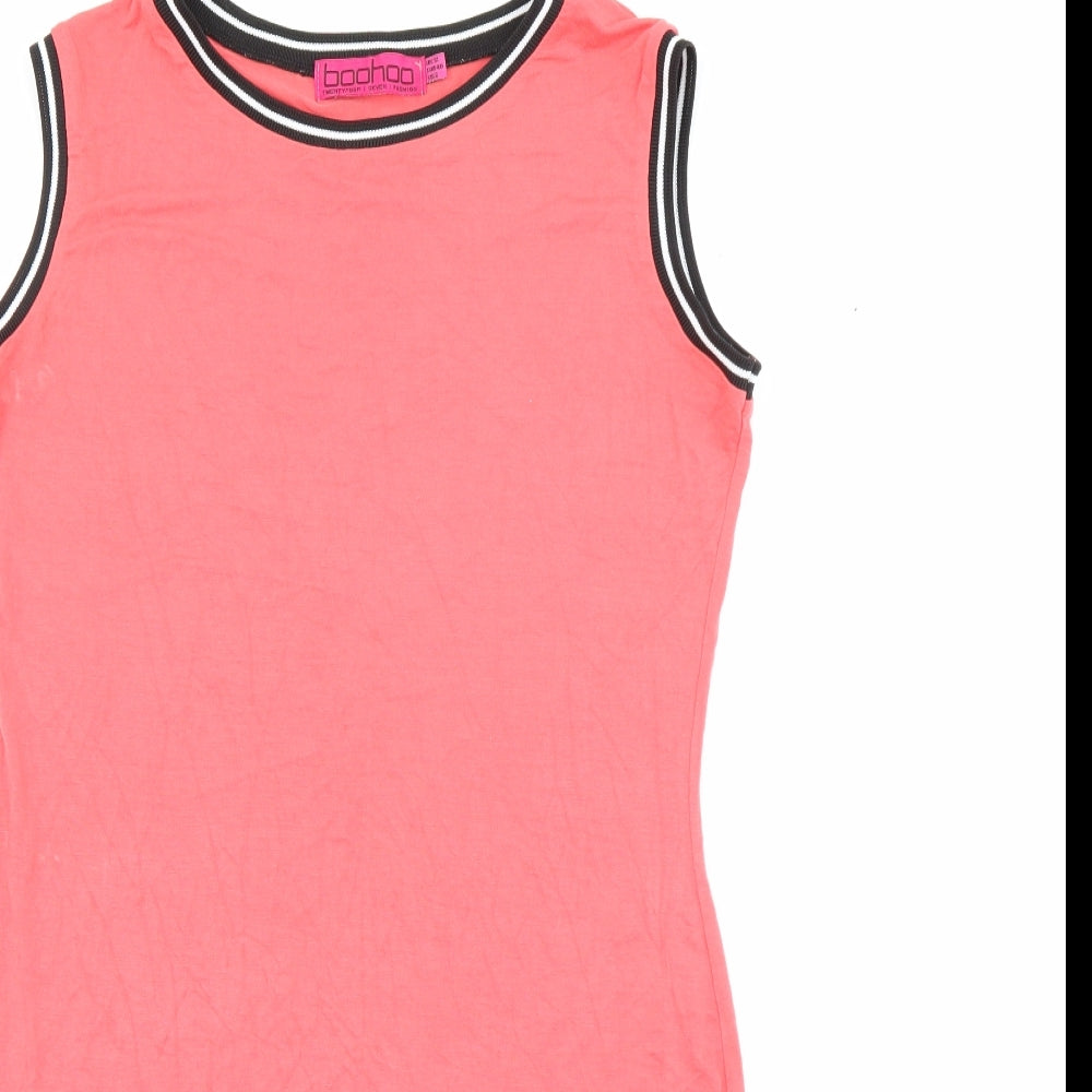 Boohoo Womens Pink  Viscose Bodycon  Size 12  Crew Neck