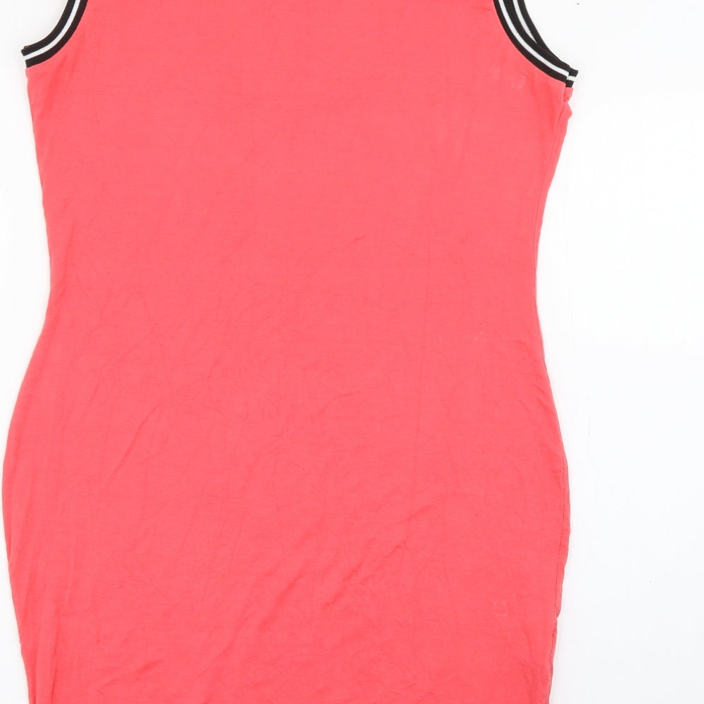 Boohoo Womens Pink  Viscose Bodycon  Size 12  Crew Neck