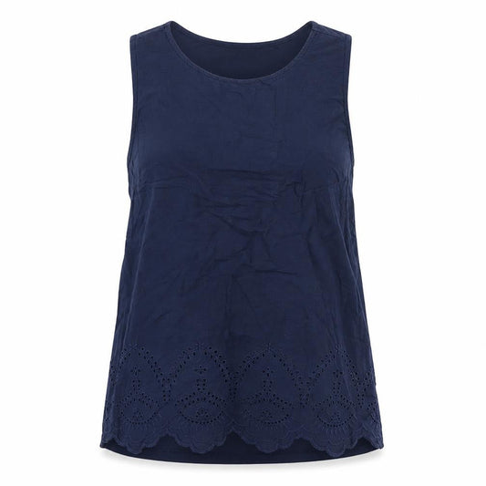 Front view of United Colors of Benetton women’s blue cotton camisole tank, size S, round neck