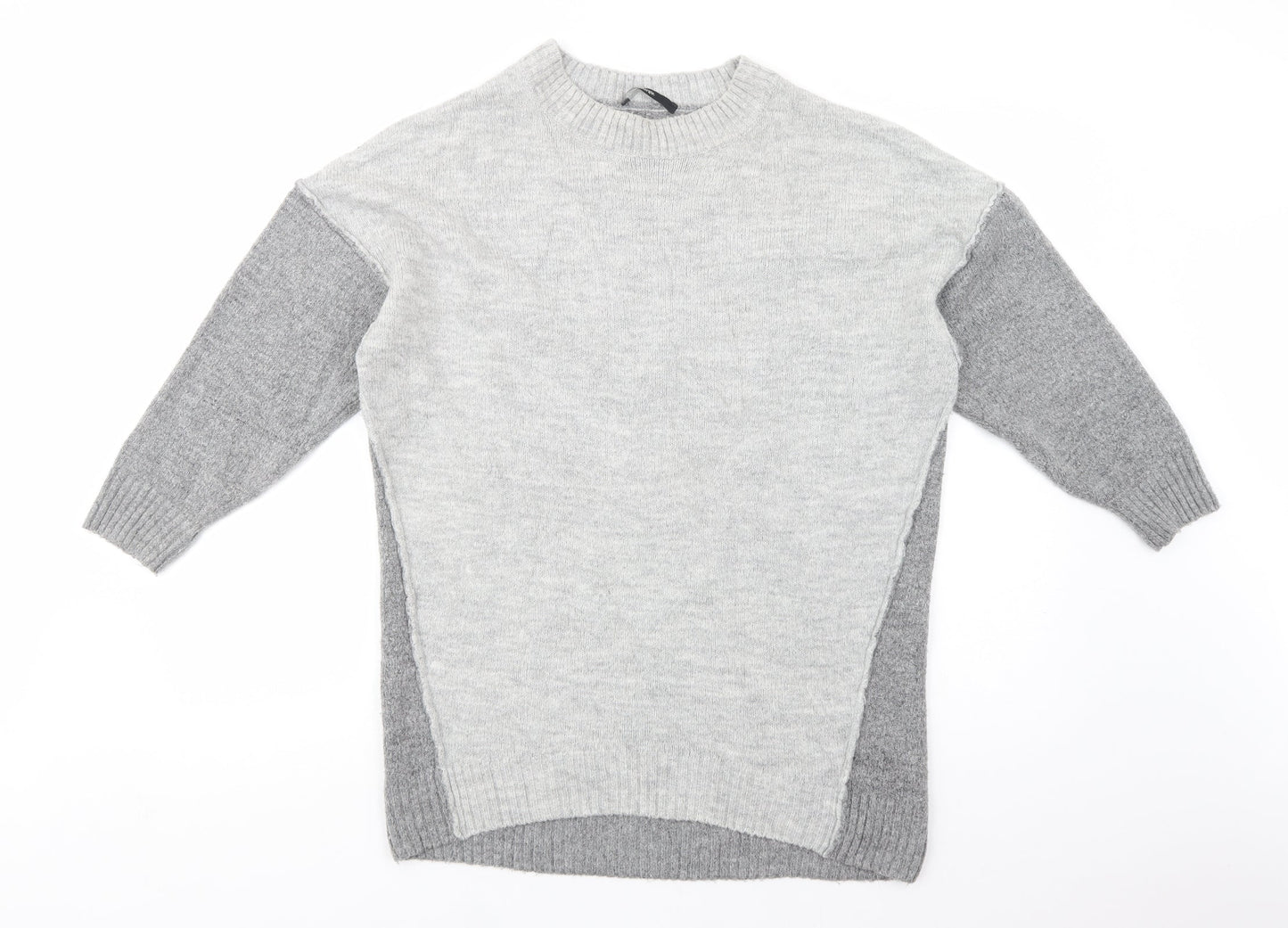 George Womens Grey Crew Neck  Acrylic Tunic Jumper Size 10