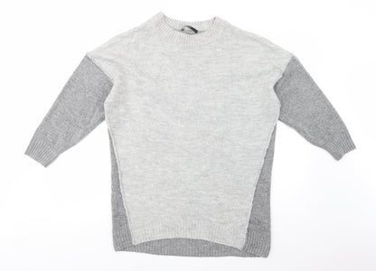 George Womens Grey Crew Neck  Acrylic Tunic Jumper Size 10