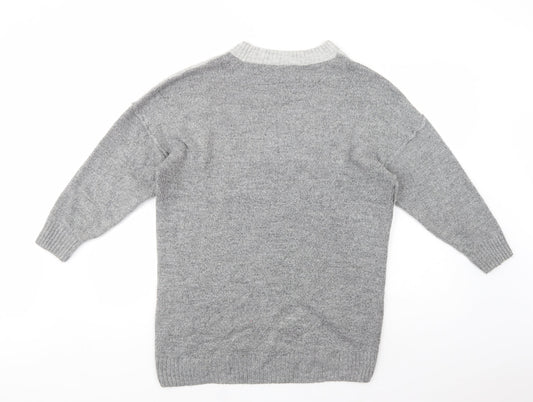 George Womens Grey Crew Neck  Acrylic Tunic Jumper Size 10