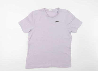 Slazenger Mens Purple  Cotton  T-Shirt Size S Crew Neck