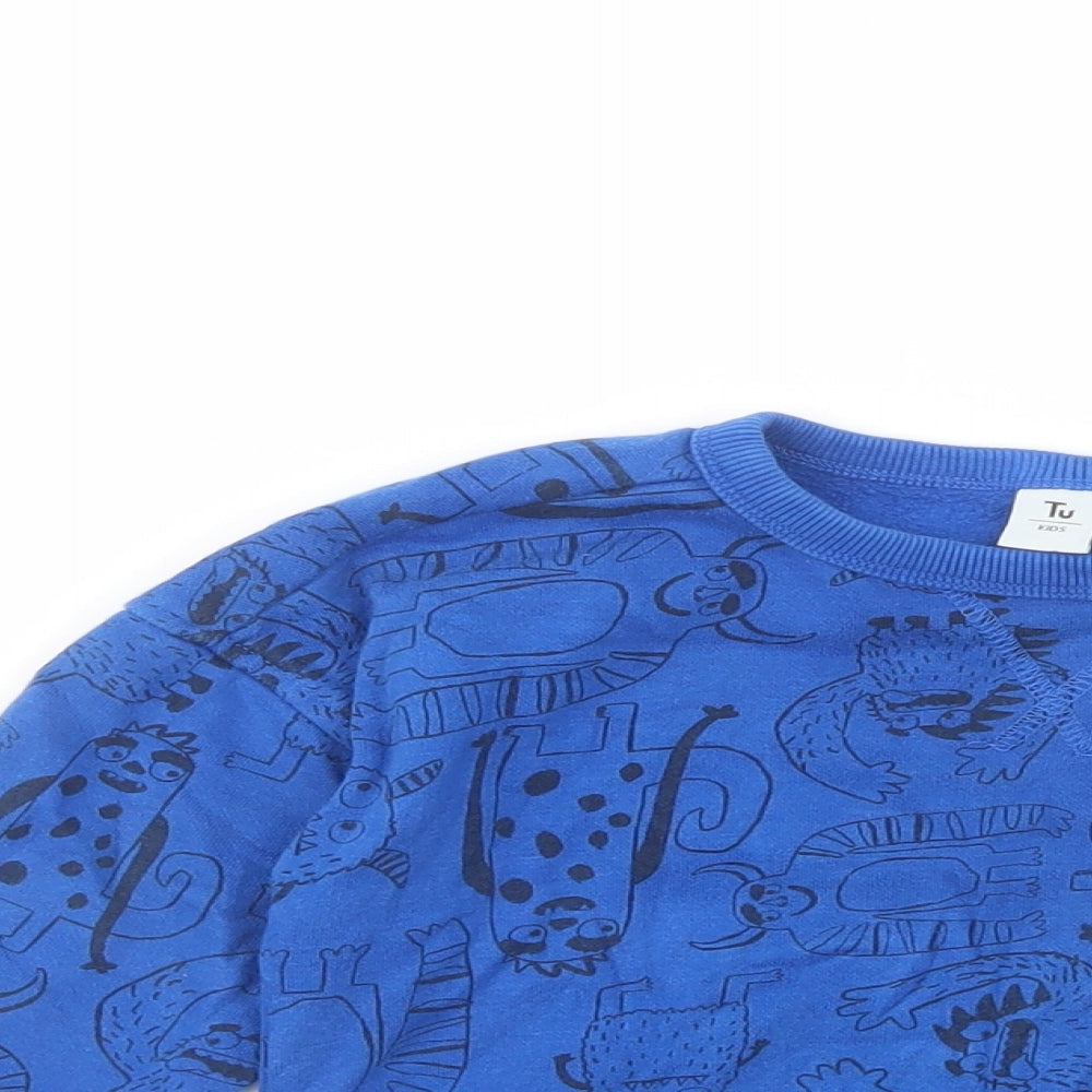TU Boys Blue Geometric Cotton Pullover Sweatshirt Size 2-3 Years  Pullover - Cute Monsters