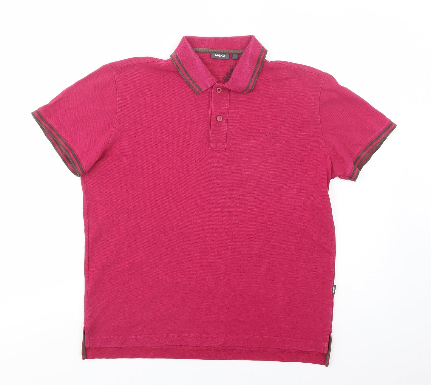 Mexx Mens Pink  Cotton  Polo Size S Collared Button