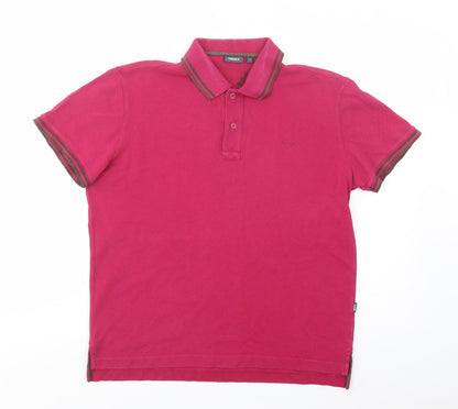 Mexx Mens Pink  Cotton  Polo Size S Collared Button