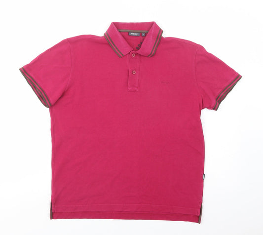Mexx Mens Pink  Cotton  Polo Size S Collared Button