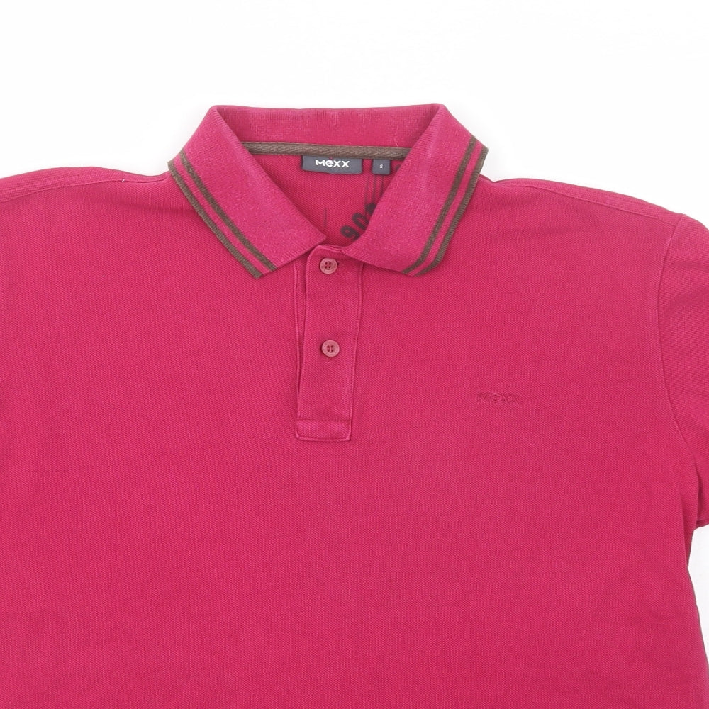 Mexx Mens Pink  Cotton  Polo Size S Collared Button