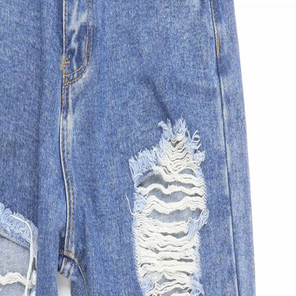 SheIn Womens Blue  Cotton Tapered Jeans Size XS L27 in Regular Button