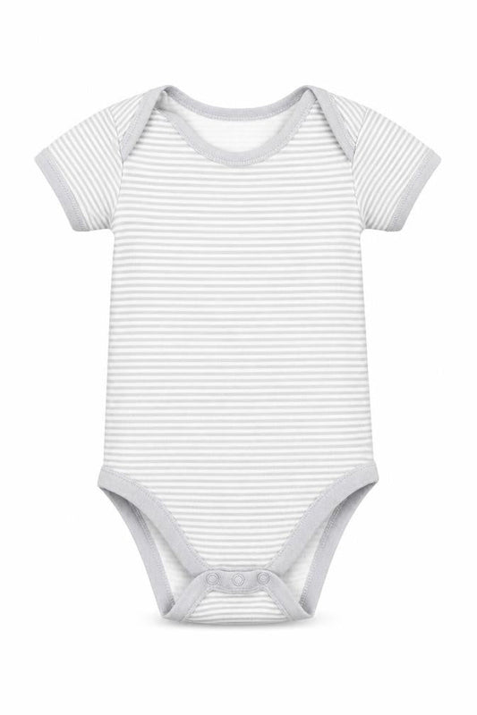 Matalan Baby Grey Striped 100% Cotton Babygrow One-Piece Size 12-18 Months  Button
