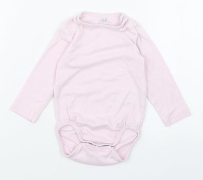 H&M Girls Pink  100% Cotton Babygrow One-Piece Size 6-9 Months  Button