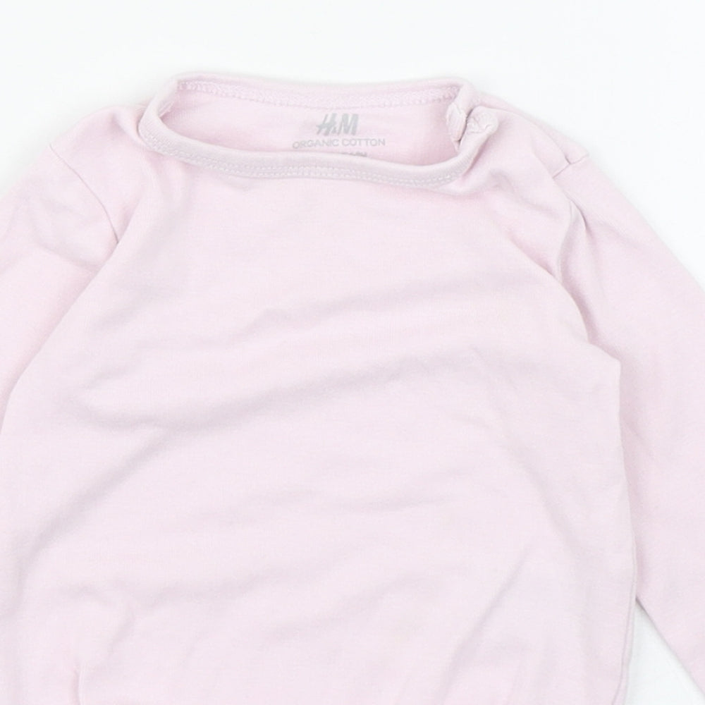 H&M Girls Pink  100% Cotton Babygrow One-Piece Size 6-9 Months  Button