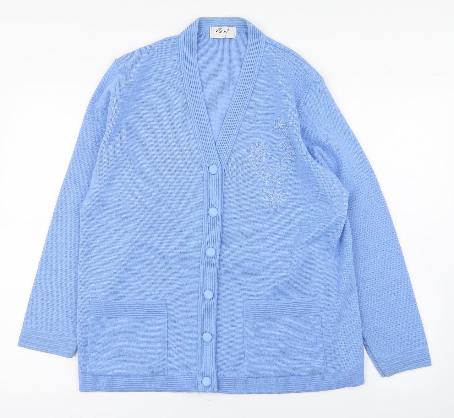 Womens UK Size L Care Blue Cardigan Jumper