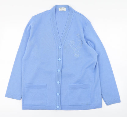 Womens UK Size L Care Blue Cardigan Jumper