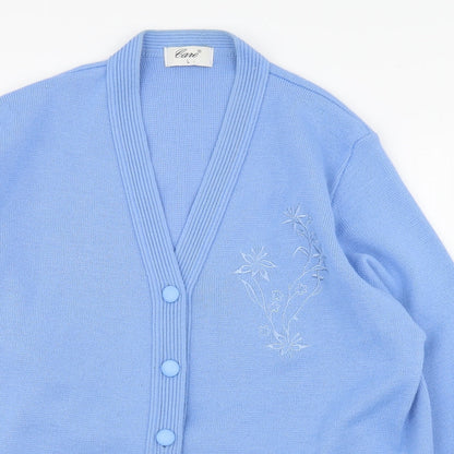 Womens UK Size L Care Blue Cardigan Jumper
