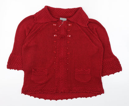 Womens UK Size M Per Una Red Full Zip Jumper