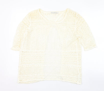 George Womens Ivory Round Neck  Cotton Pullover Jumper Size 10