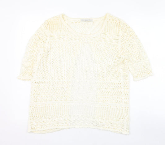 George Womens Ivory Round Neck  Cotton Pullover Jumper Size 10